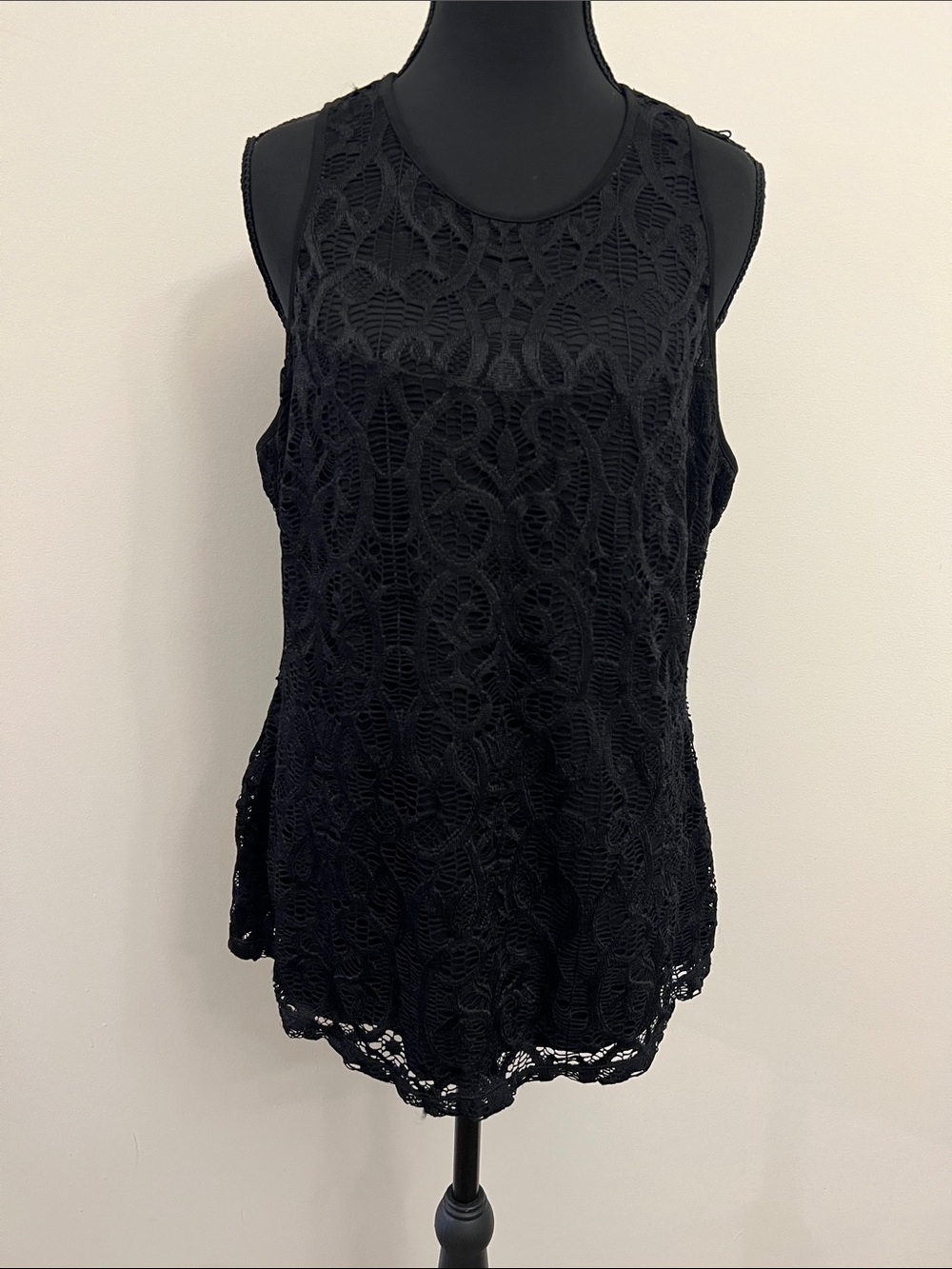 Cache Black Lace Overlay Tank Camisole